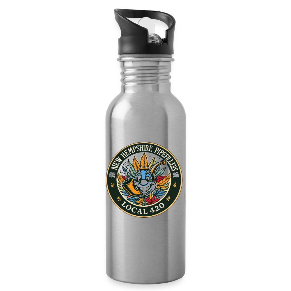 NEW HEMPSHIRE PIPEFILLERS LOCAL 420 Water Bottle - silver