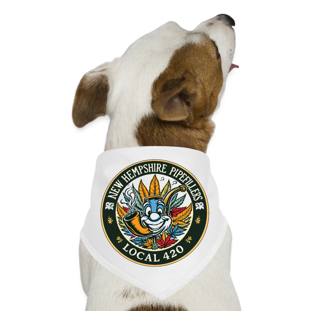 NEW HEMPSHIRE PIPEFILLERS LOCAL 420 Dog Bandana - white