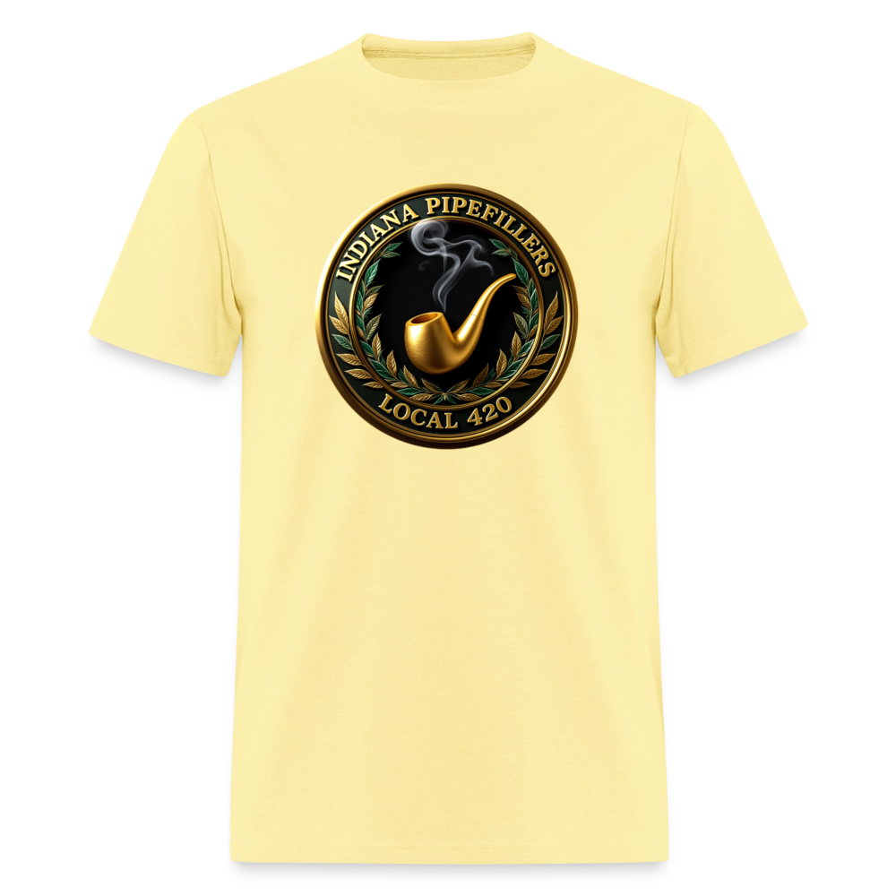 INDIANA PIPEFILLERS LOCAL 420 F/B DESIGN Men's T-Shirt - cornsilk