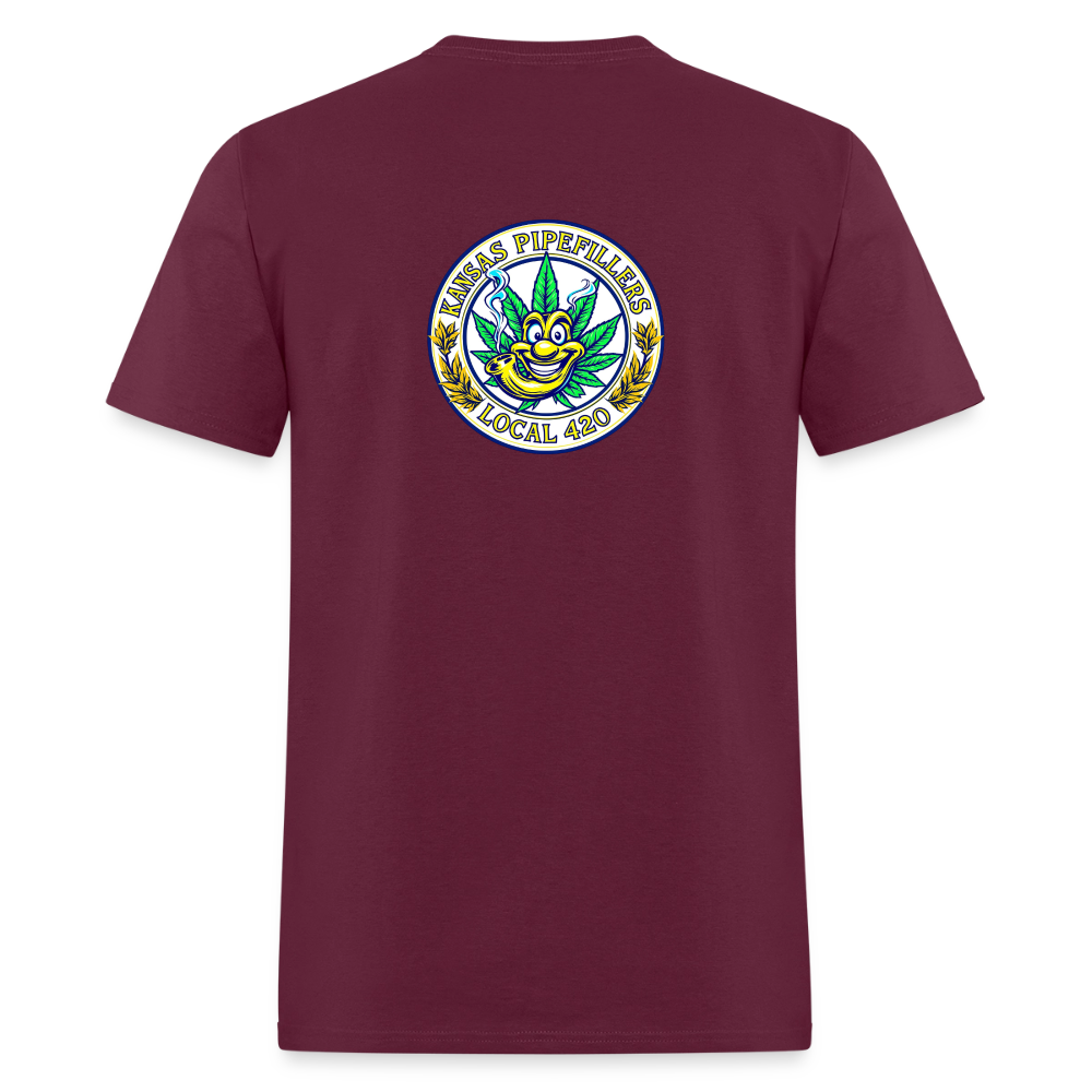 KANSAS PIPEFILLERS LOCAL 420 F/B DESIGNS Men's T-Shirt - burgundy