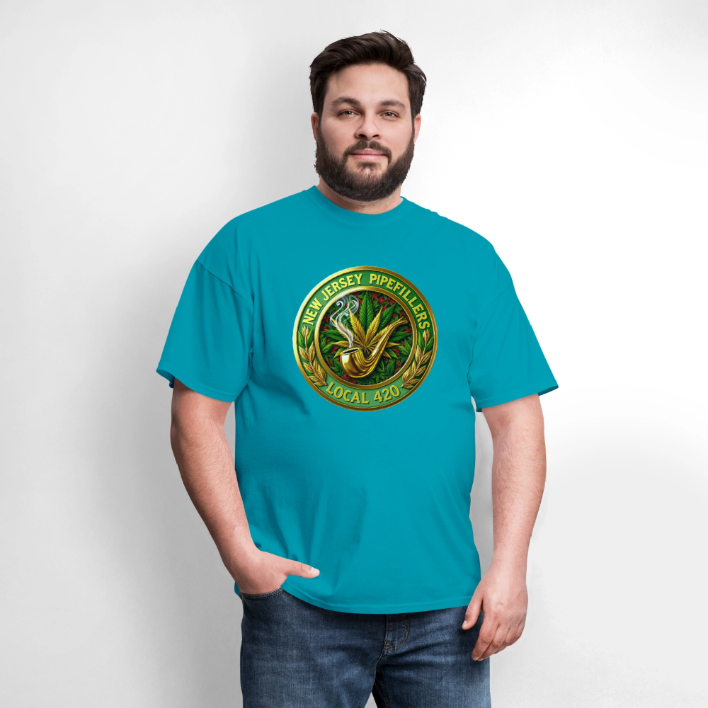 NEW JERSEY PIPEFILLERS LOCAL 420 F/B DESIGN Men's T-Shirt - turquoise
