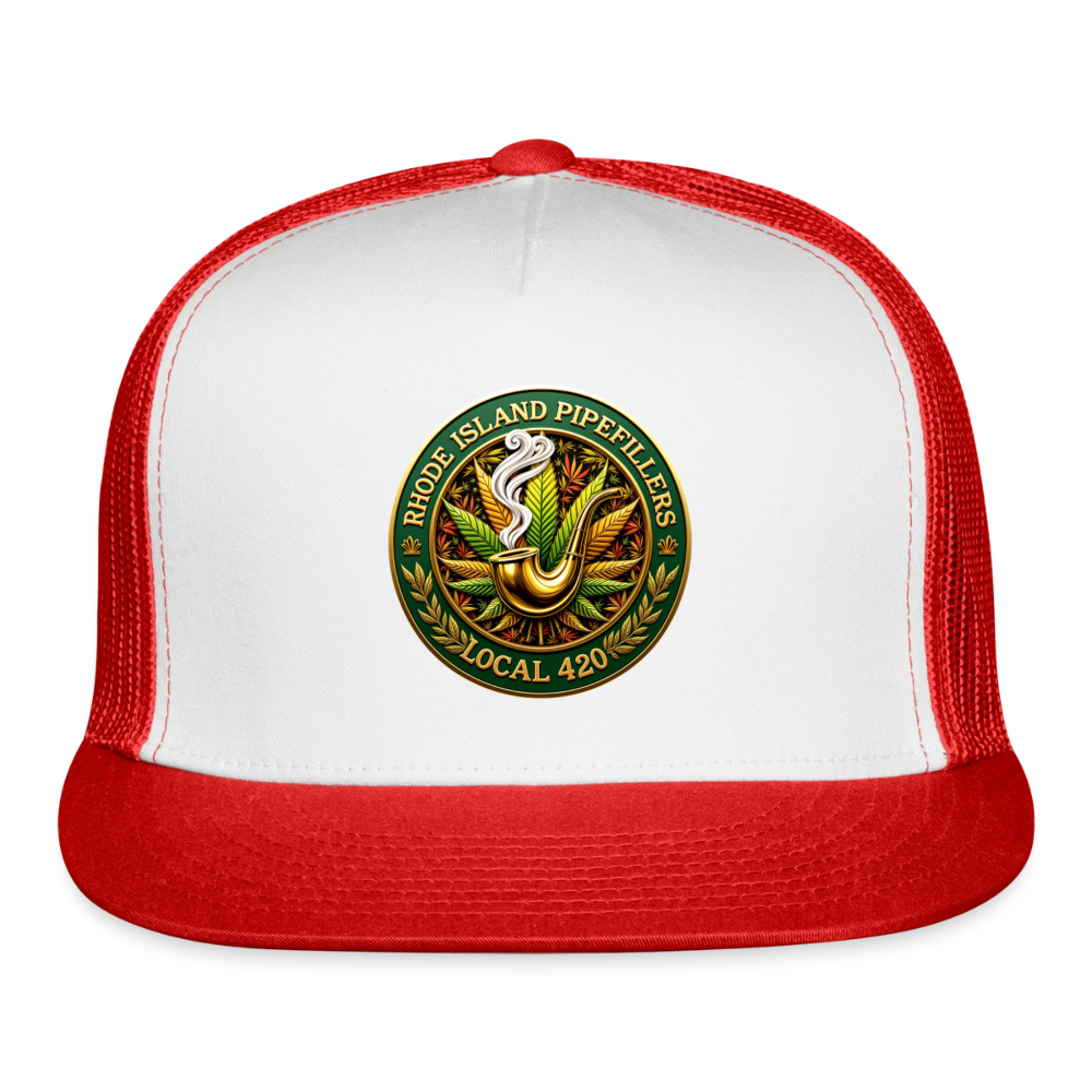RHODE ISLAND PIPEFILLERS LOCAL 420 Trucker Hat - white/red