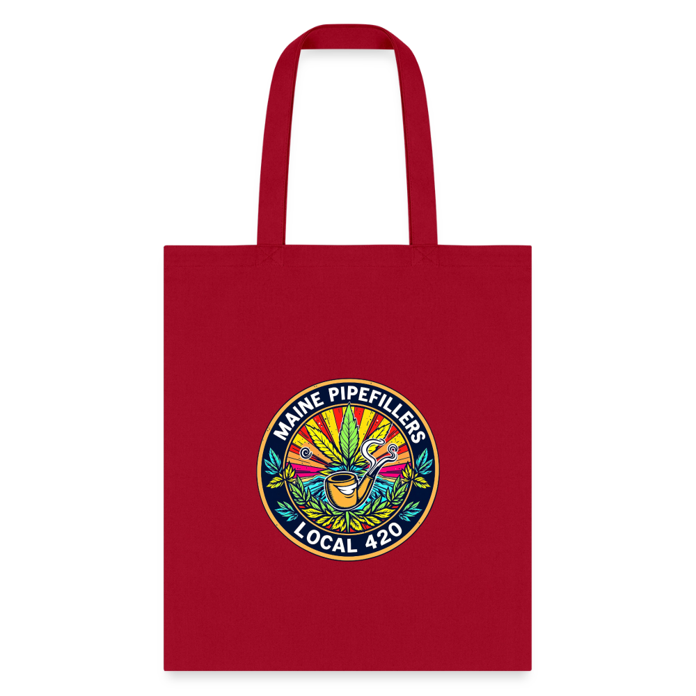 MAINE PIPEFILLERS LOCAL 420 Tote Bag - red