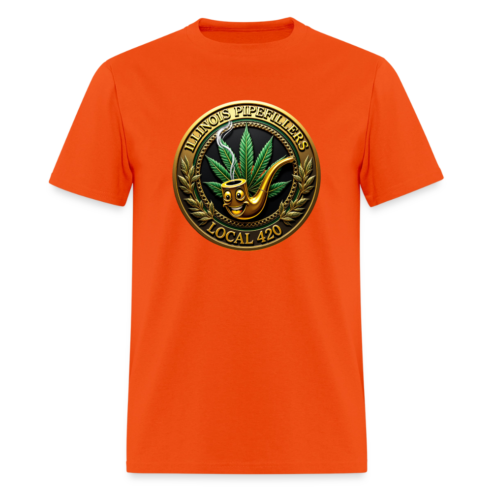 ILLINOIS PIPEFILLERS LOCAL 420 F/B EMBLEMS Men's T-Shirt - orange
