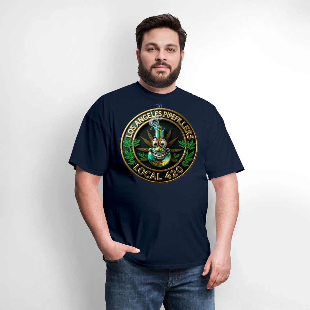 LOS ANGLES PIPEFILLERS LOCAL 420 2 EMBLEM Men's T-Shirt - navy