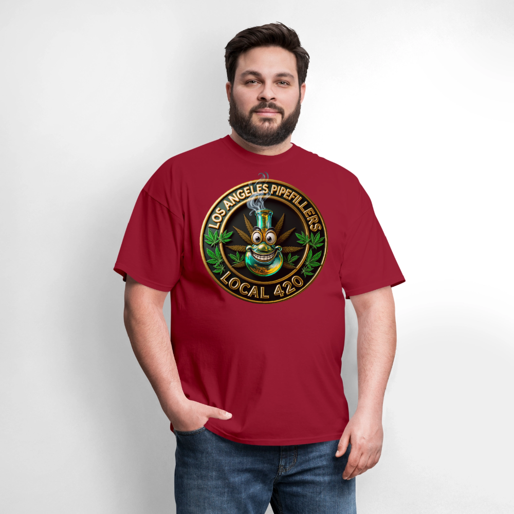LOS ANGLES PIPEFILLERS LOCAL 420 Men's T-Shirt - true red