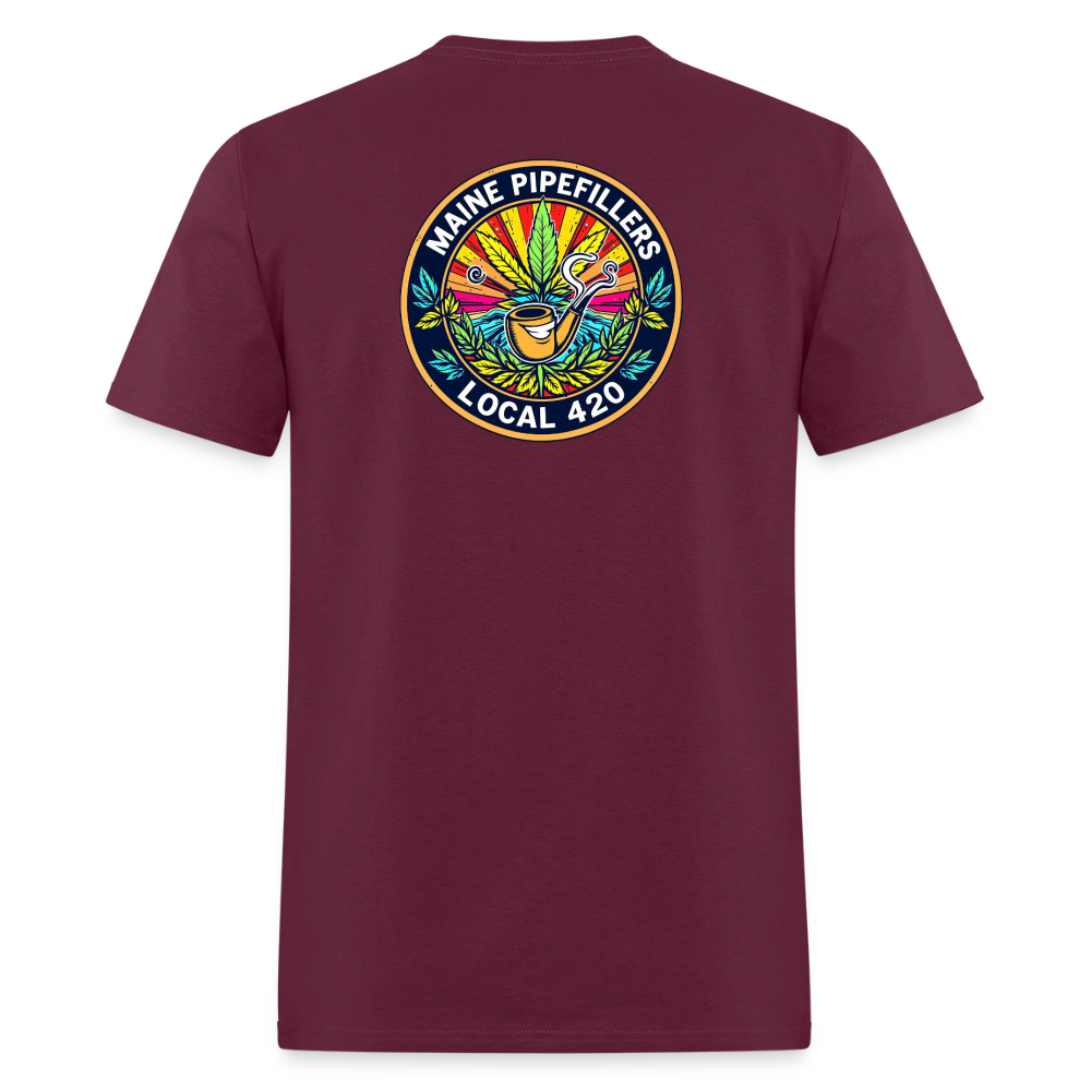 MAINE PIPEFILLERS LOCAL 420 2 EMBLEM Men's T-Shirt - burgundy