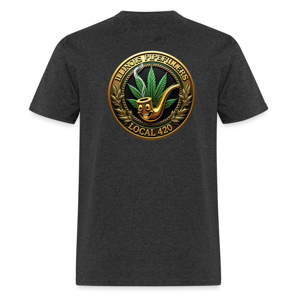 ILLINOIS PIPEFILLERS LOCAL 420 F/B EMBLEMS Men's T-Shirt - heather black