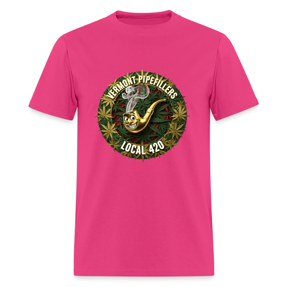 VERMONT PIPEFILLERS LOCAL 420  F/B DESIGN Men's T-Shirt - fuchsia
