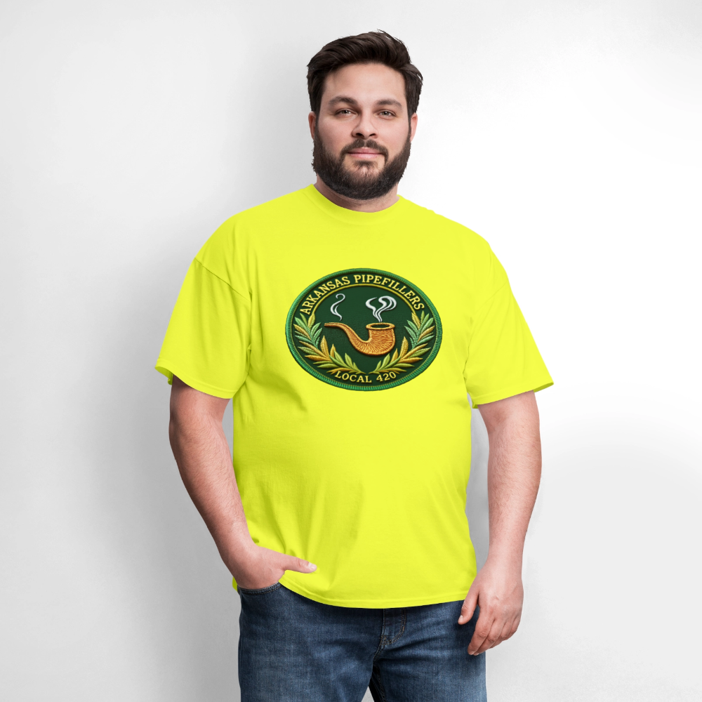 ARKANSAS PIPEFILLERS LOCAL 420 Men's T-Shirt - safety green