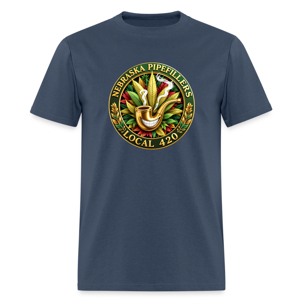 NEBRASKA PIPEFILLERS LOCAL 420 F/B DESIGNS Men's T-Shirt -  blue dusk