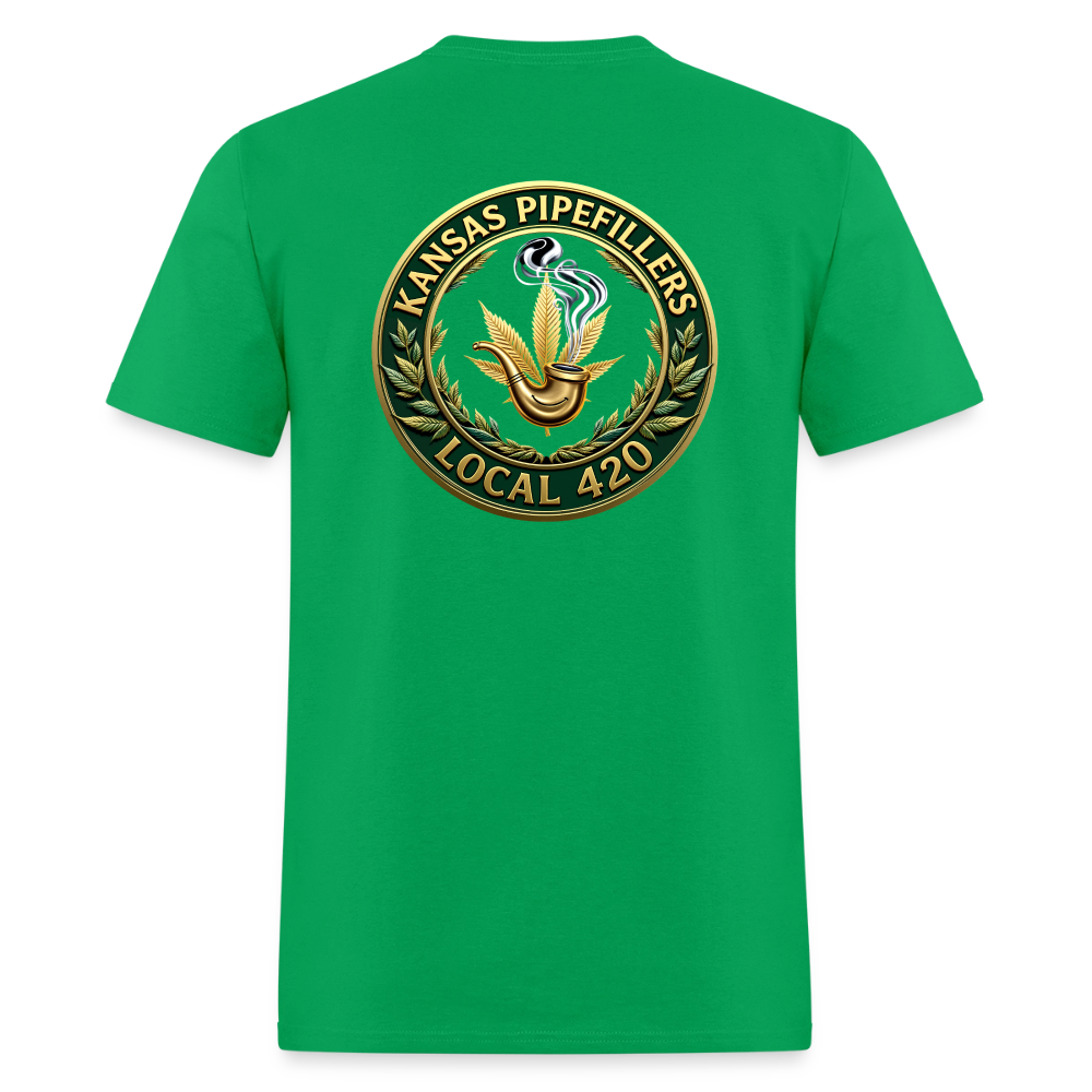 KANSAS PIPEFILLERS LOCAL 420 F/B DESIGNS Men's T-Shirt - bright green