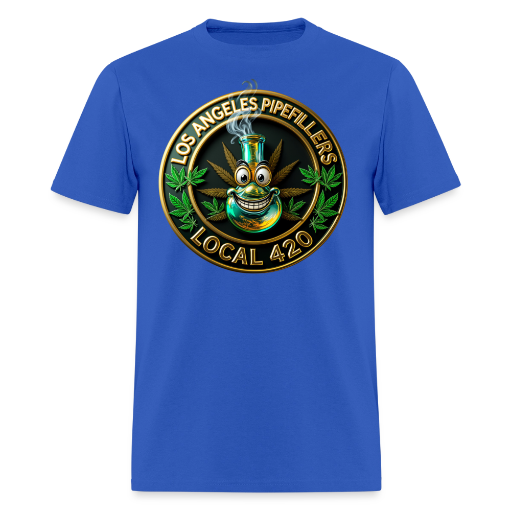 LOS ANGELES PIPEFILLERS LOCAL 420 F/B DESIGNS Men's T-Shirt - royal blue