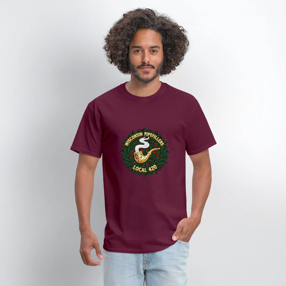 WISCONSIN PIPEFILLERS LOCAL 420 Men's T-Shirt - burgundy