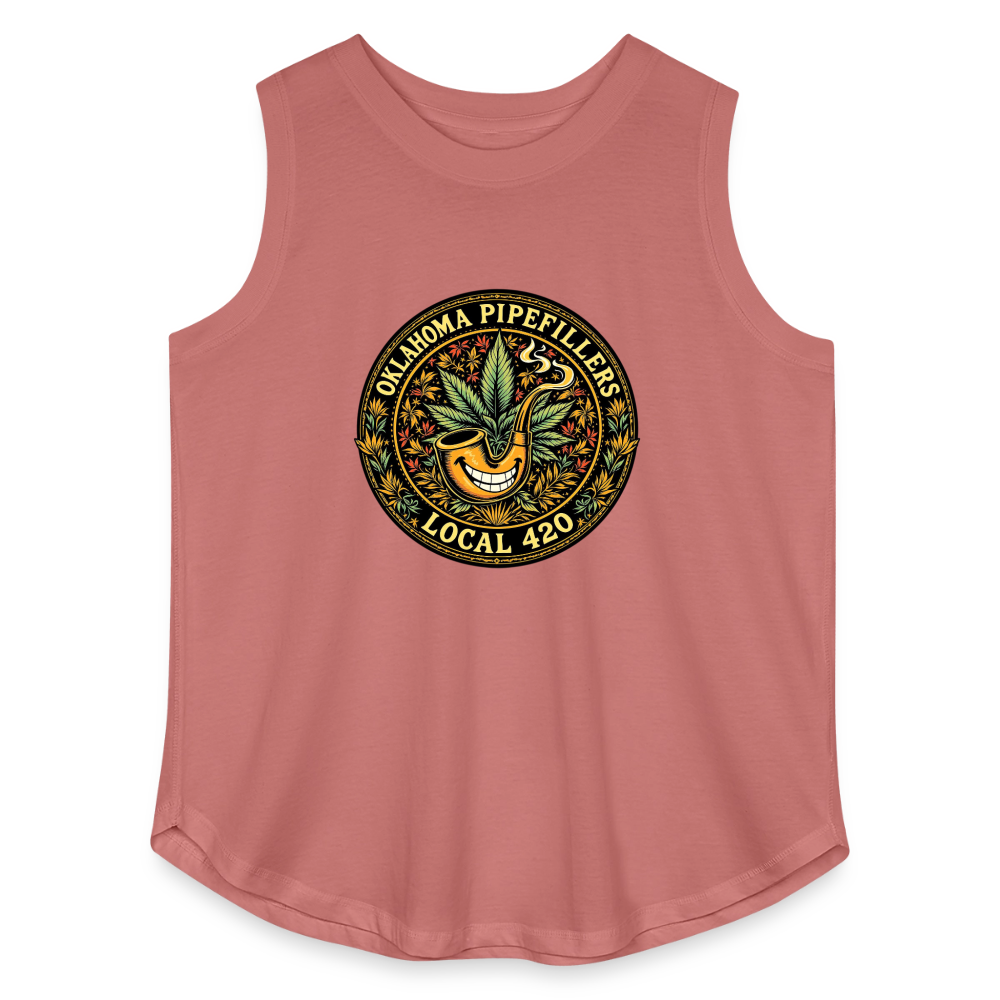 OKLAHOMA PIPEFILLERS LOCAL 420  Women's Curvy Relaxed Tank Top - mauve