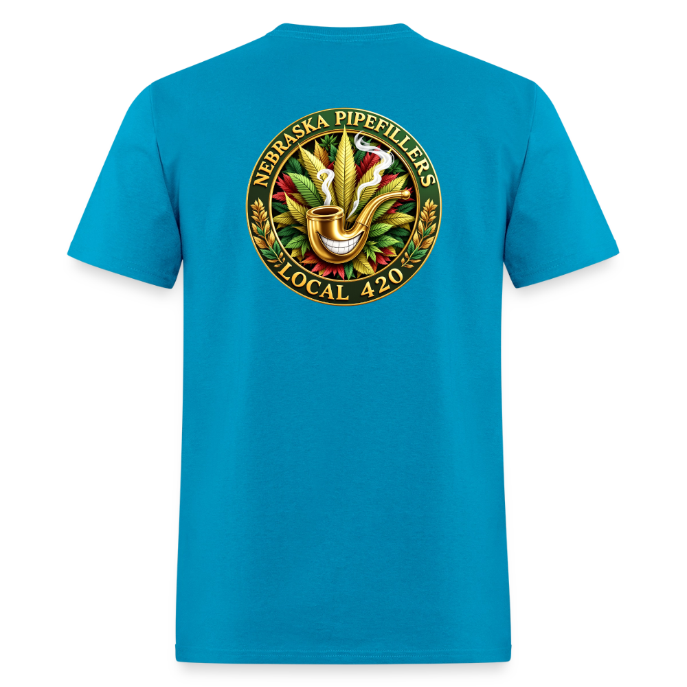 NEBRASKA PIPEFILLERS LOCAL 420 F/B DESIGNS Men's T-Shirt - turquoise