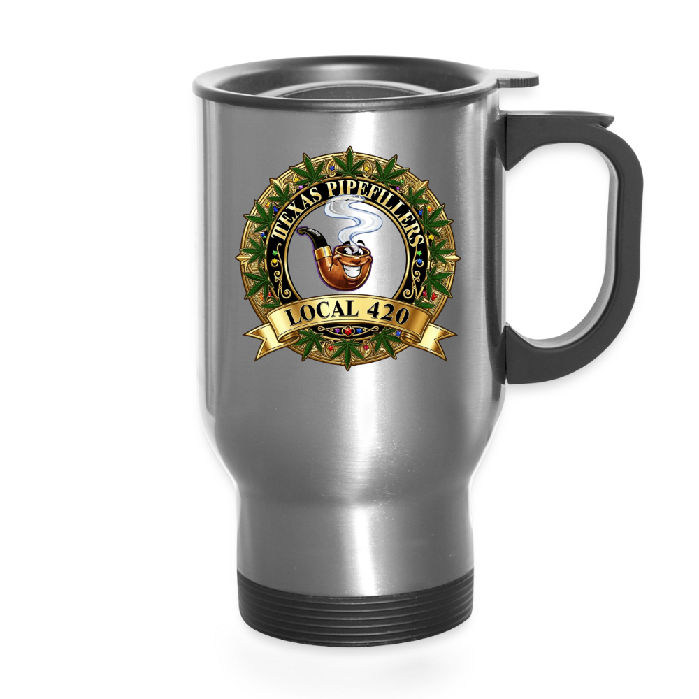 TEXAS PIPEFILLERS LOCAL 420 Stainless Steel Travel Mug - silver