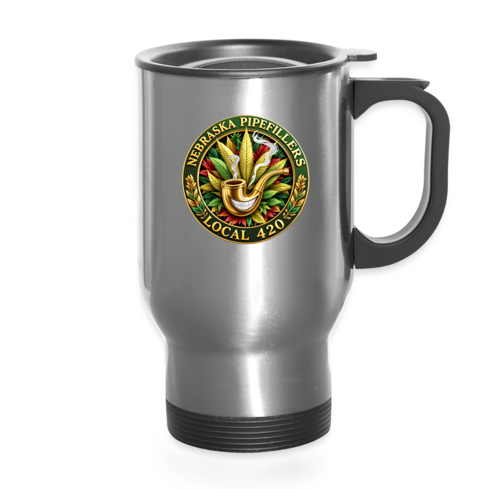 NEBRASKA PIPEFILLERS LOCAL 420 Travel Mug 14oz Stainless Steel Travel Tumbler Mug - silver
