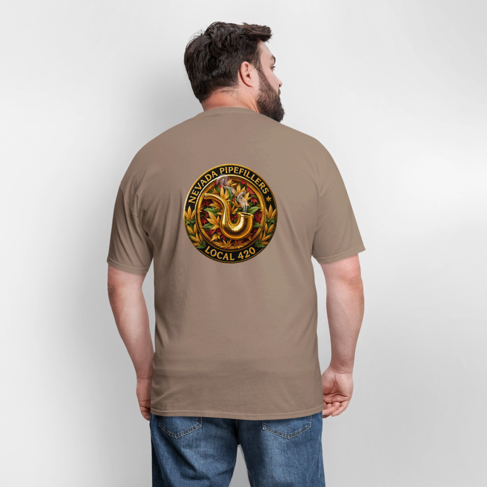 NEVADA PIPEFILLERS LOCAL 420 F/B DESIGN Men's T-Shirt - safari