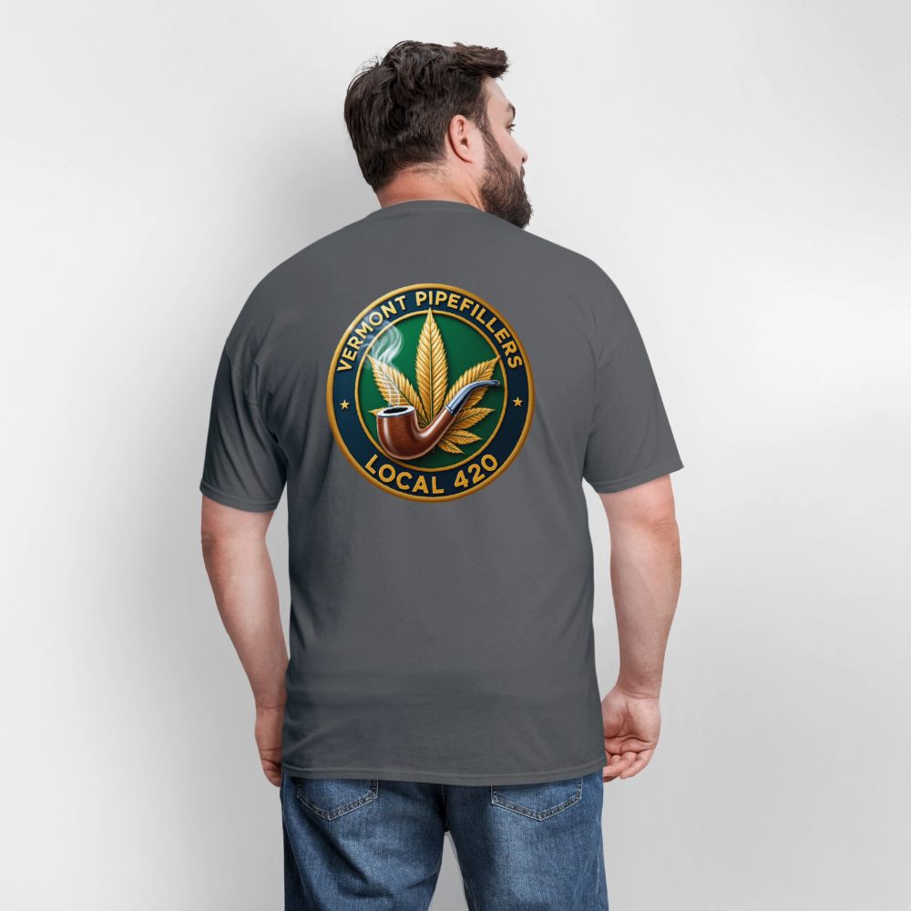 VERMONT PIPEFILLERS LOCAL 420 2 EMBLEM Men's T-Shirt - charcoal