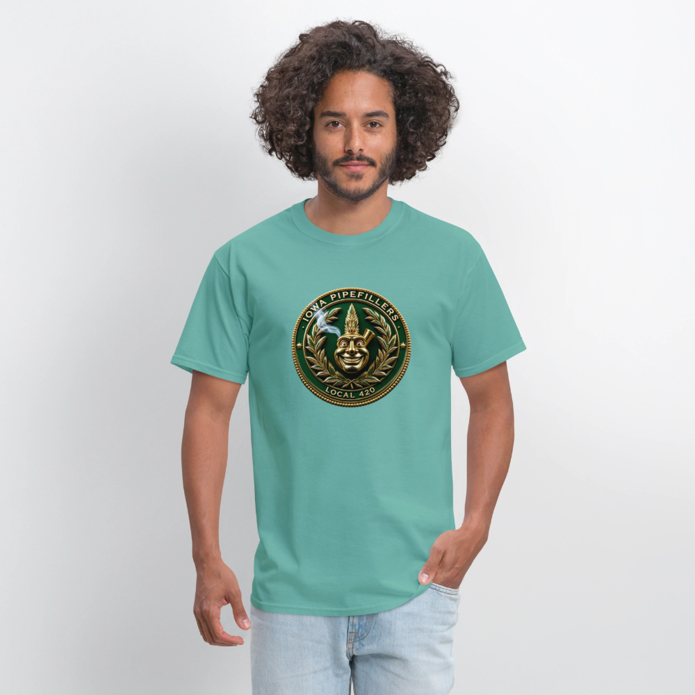 IOWA PIPEFILLERS LOCAL 420 F/B DESIGN Men's T-Shirt - aquatic