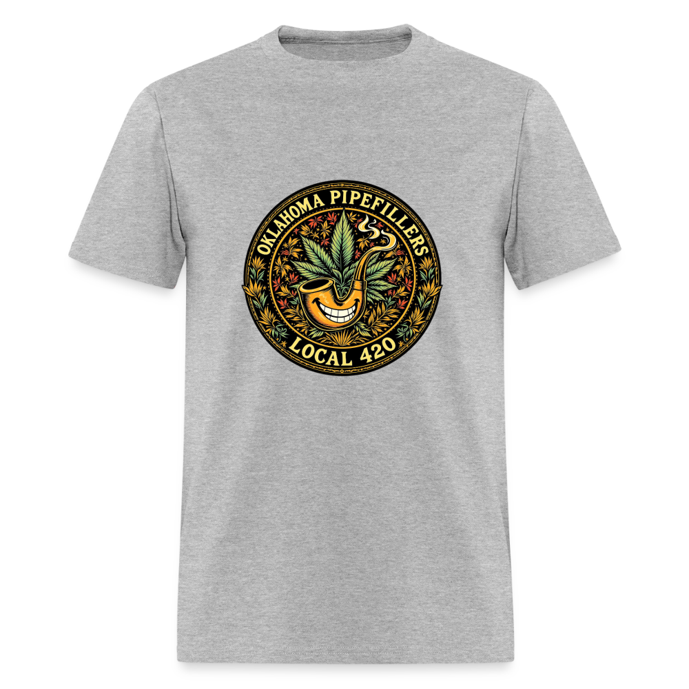 OKLAHOMA PIPEFILLERS LOCAL 420  F/B DESIGNS Men's T-Shirt - heather gray