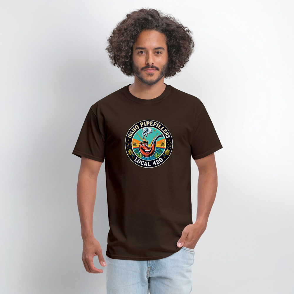 IDAHO PIPEFILLERS LOCAL 420 F/B DESIGN Men's T-Shirt - brown