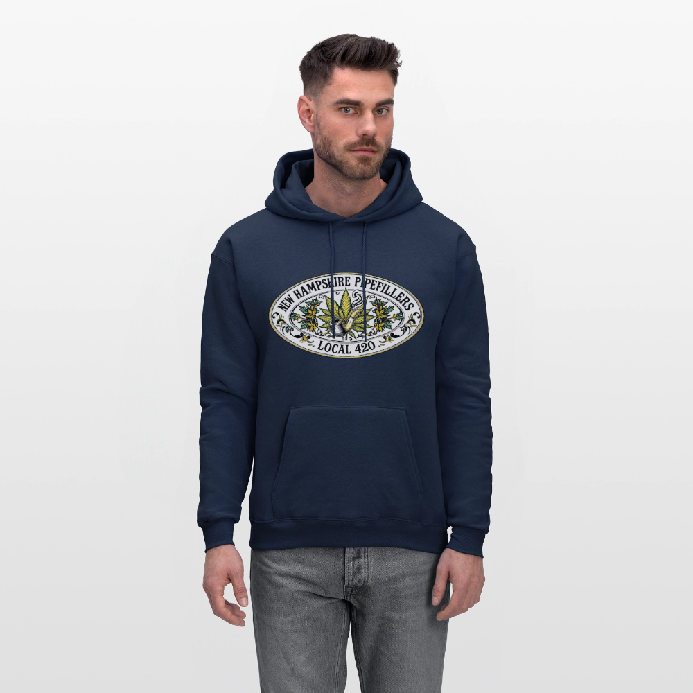NEW HAMPSHIRE PIPEFILLERS LOCAL 420 2 EMBLEM Men's Hoodie - navy