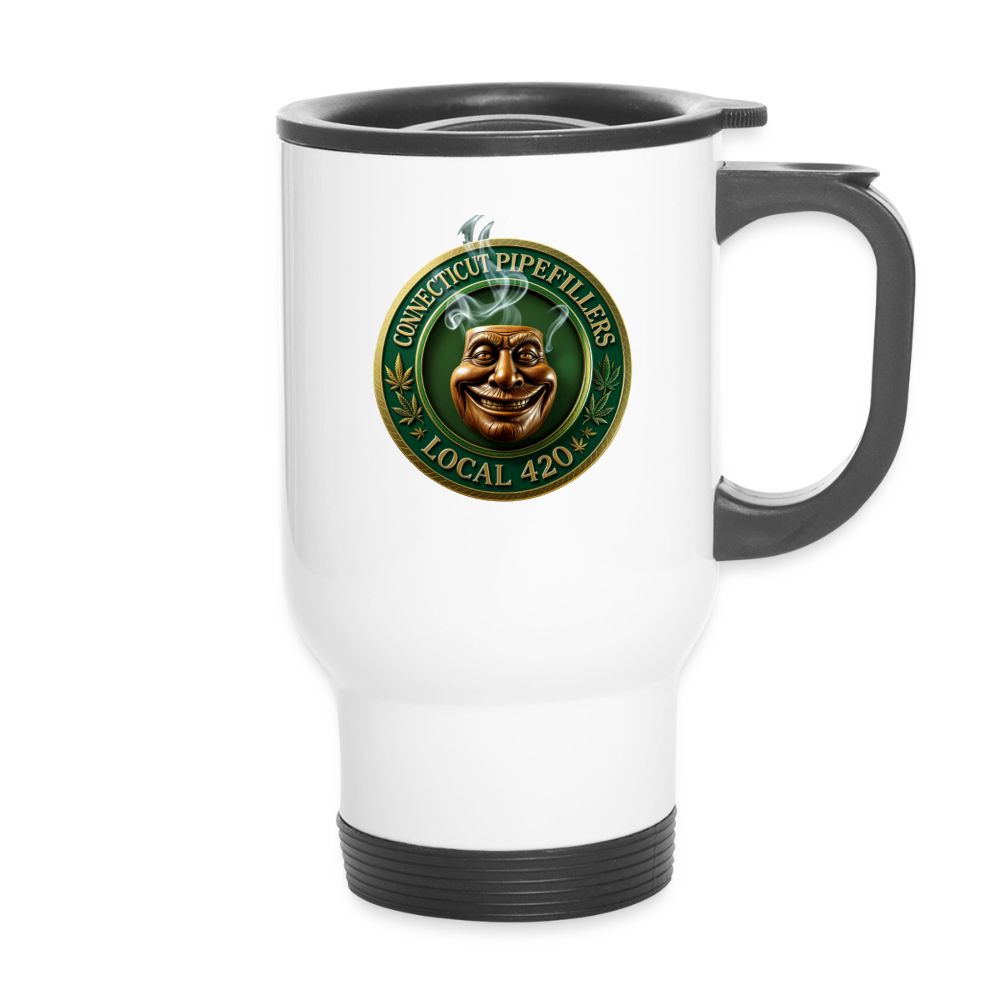 CONNECTICUT PIPEFILLERS LOCAL 420 14oz Stainless Steel Travel Mug - white