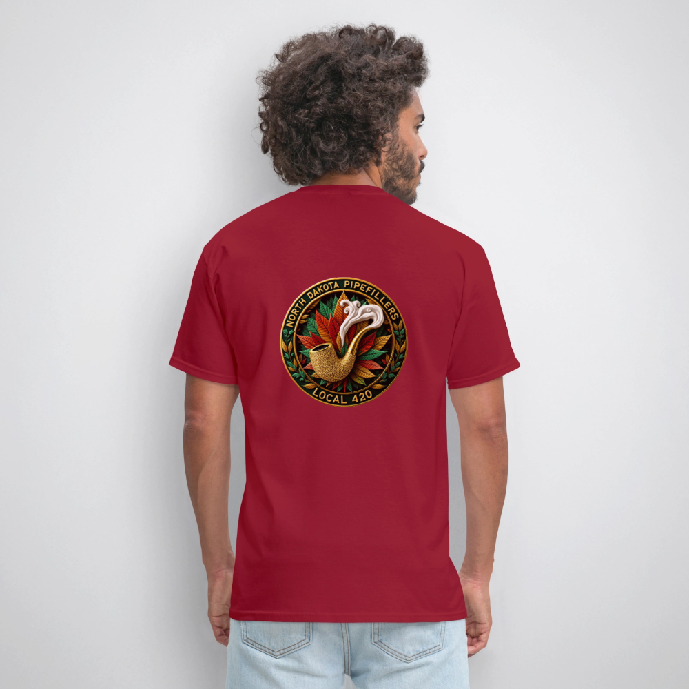 NORTH DAKOTA PIPEFILLERS LOCAL 420 F/B DESIGNS Men's T-Shirt - true red