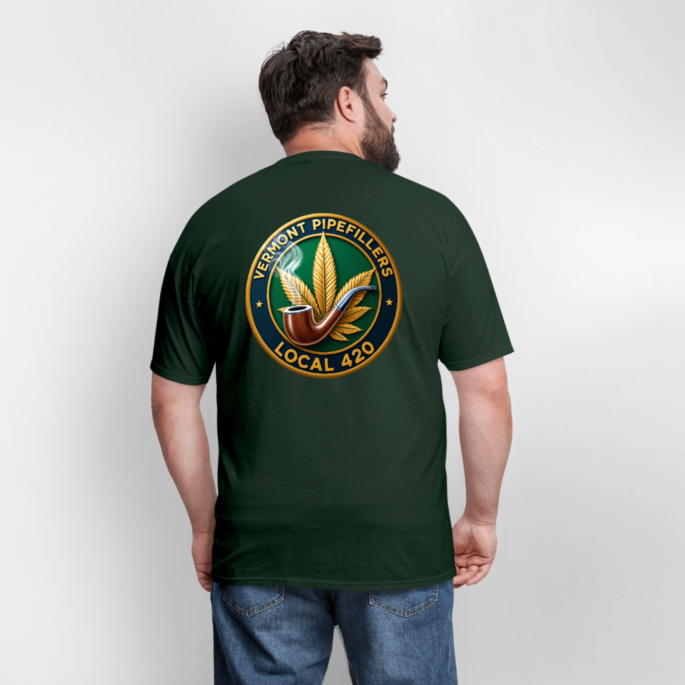 VERMONT PIPEFILLERS LOCAL 420 2 EMBLEM Men's T-Shirt - forest green