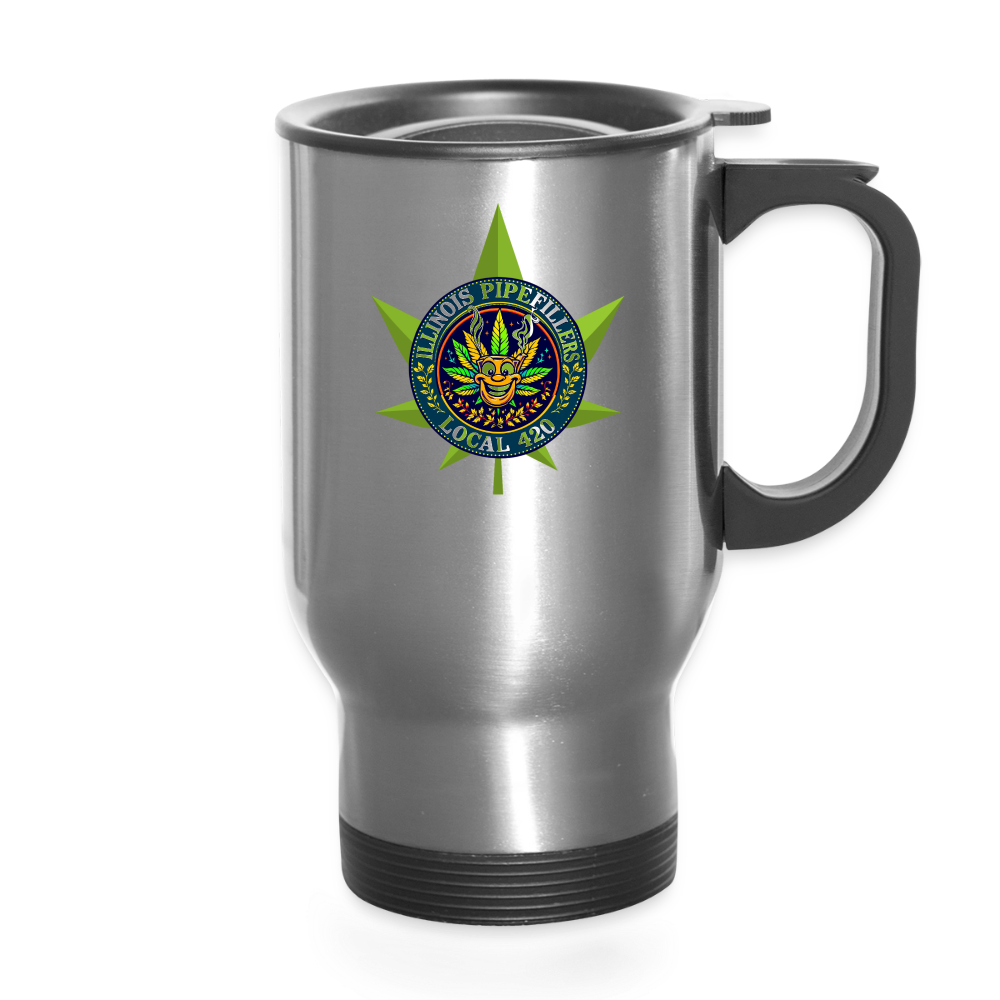 ILLINOIS PIPEFILLERS LOCAL 420 14oz Stainless Steel Travel Mug - silver