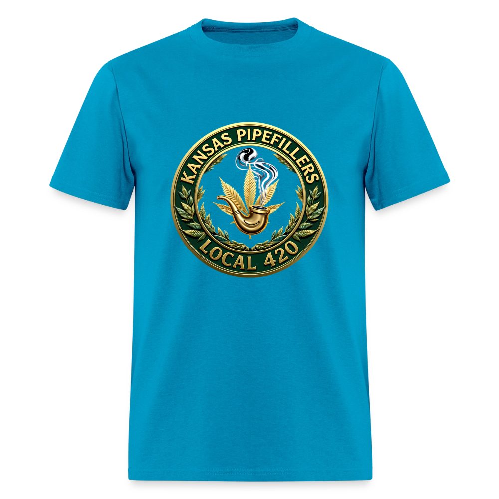 KANSAS PIPEFILLERS LOCAL 420 F/B DESIGNS Men's T-Shirt - turquoise