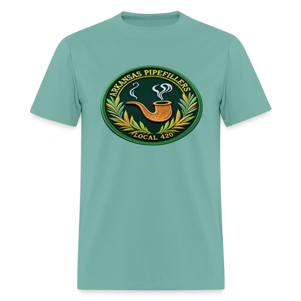 ARKANSAS PIPEFILLERS LOCAL 420 F/B EMBLEMS  Men's T-Shirt - aquatic