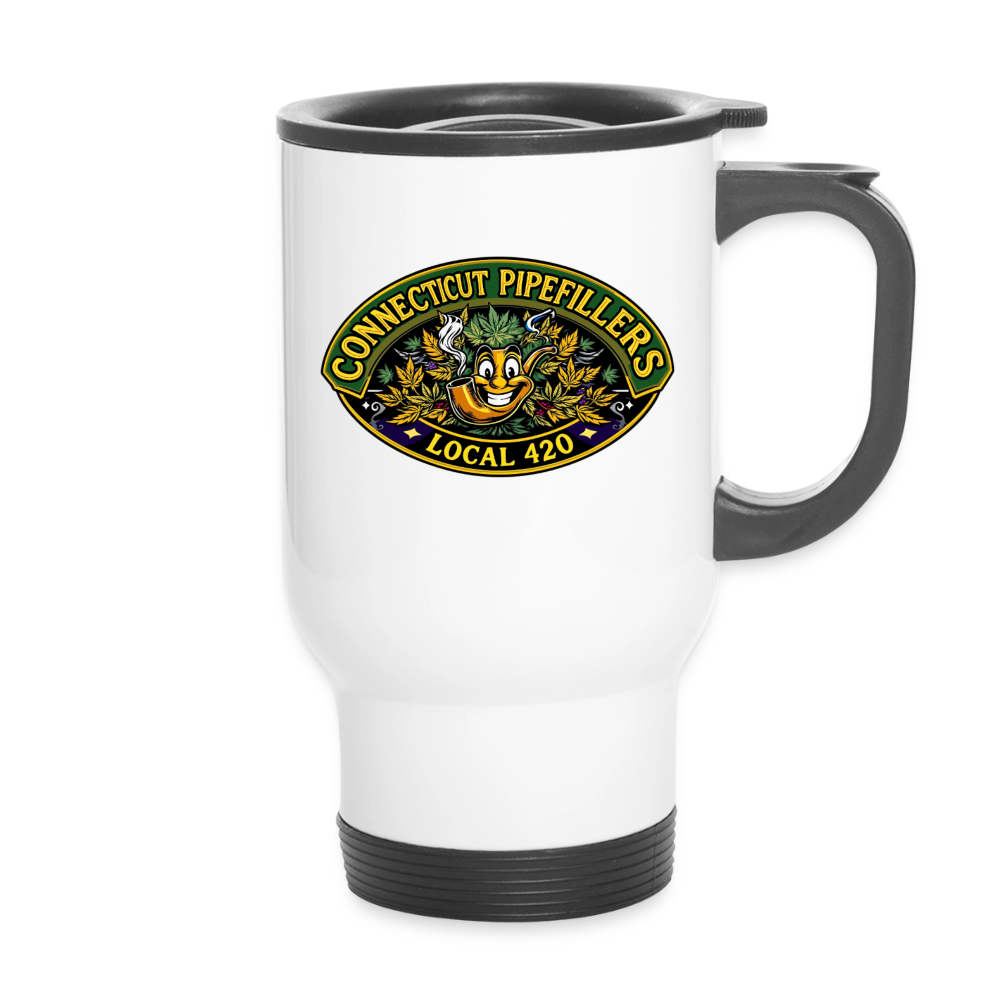 CONNECTICUT PIPEFILLERD LOCAL 420 14oz Stainless Steel Travel Mug - white