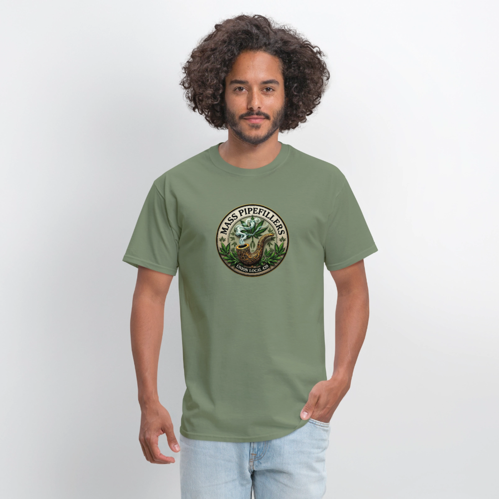 MASS PIPEFILLERS LOCAL 420 2 EMBLEM Men's T-Shirt - military green