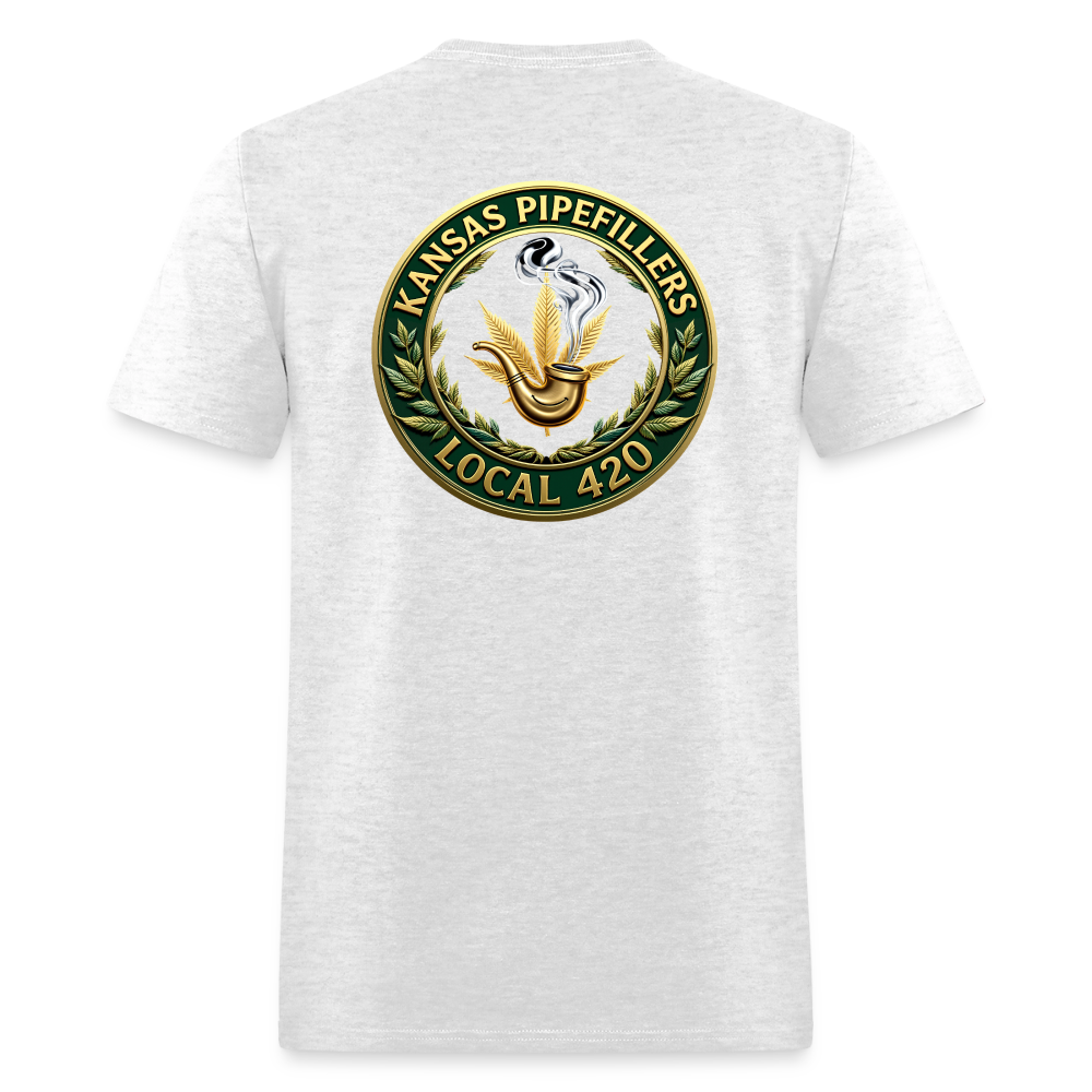 KANSAS PIPEFILLERS LOCAL 420 F/B DESIGNS Men's T-Shirt - light heather gray