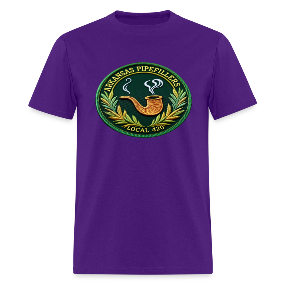 ARKANSAS PIPEFILLERS LOCAL 420 F/B EMBLEMS  Men's T-Shirt - purple