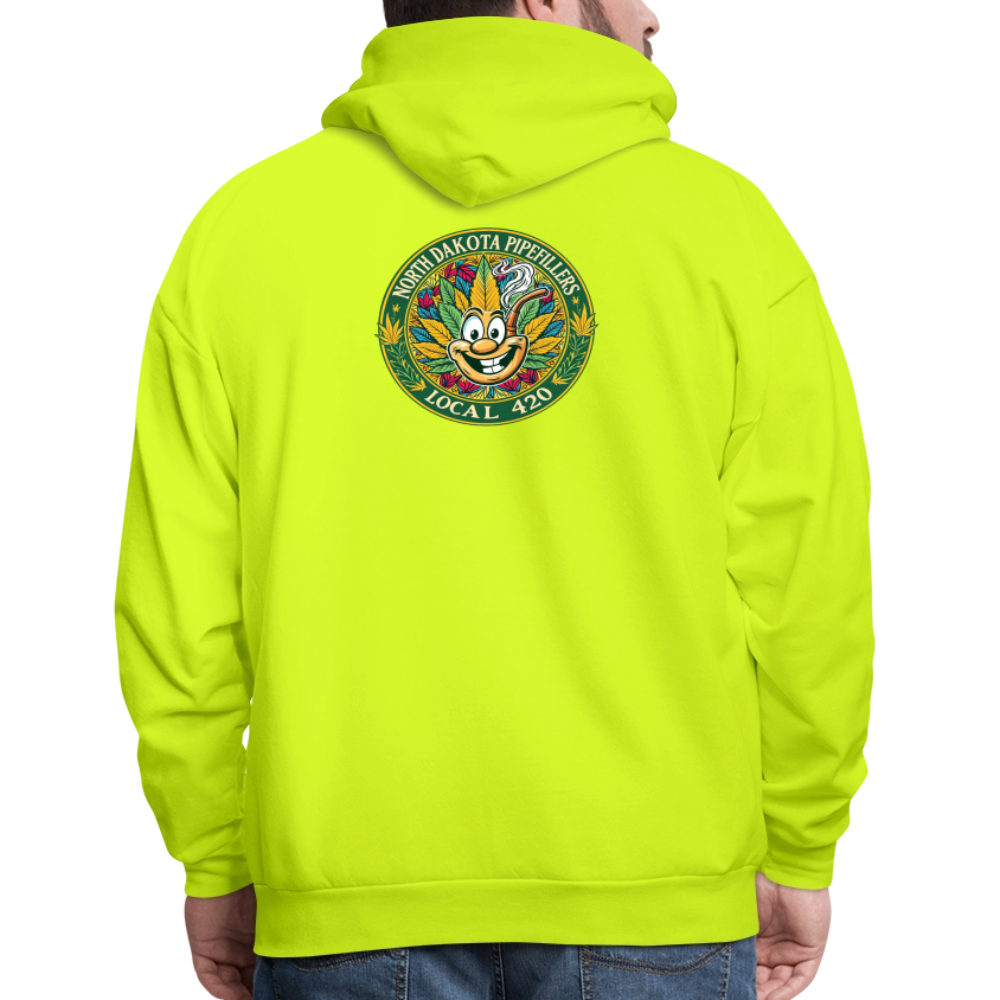 NORTH DAKOTA PIPEFILLERS LOCAL 420 F/B 2 DESIGNS Men's Hoodie - safety green