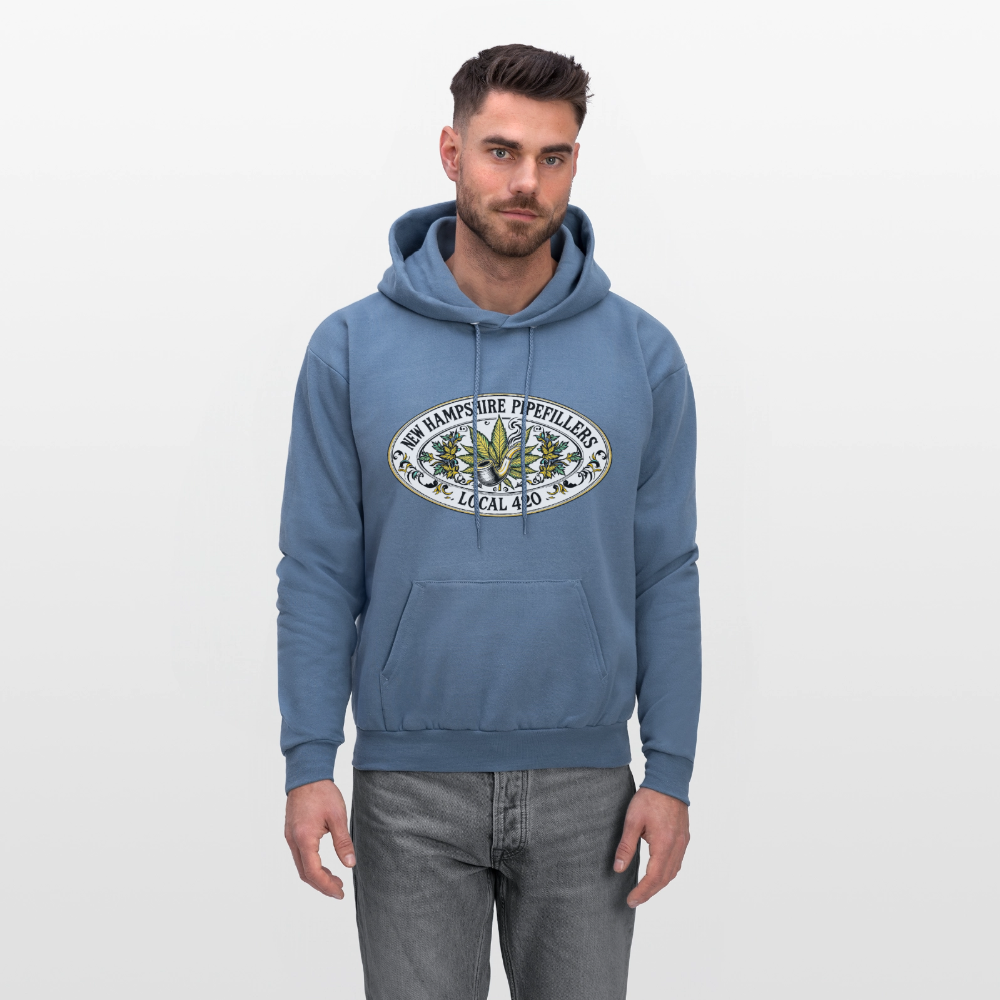 NEW HAMPSHIRE PIPEFILLERS LOCAL 420 2 EMBLEM Men's Hoodie - denim blue