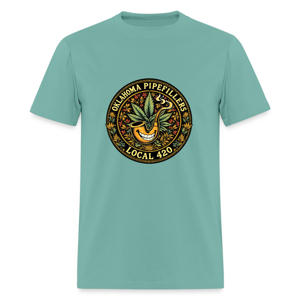 OKLAOMA PIPEFILLERS LOCAL 420  Men's T-Shirt - aquatic