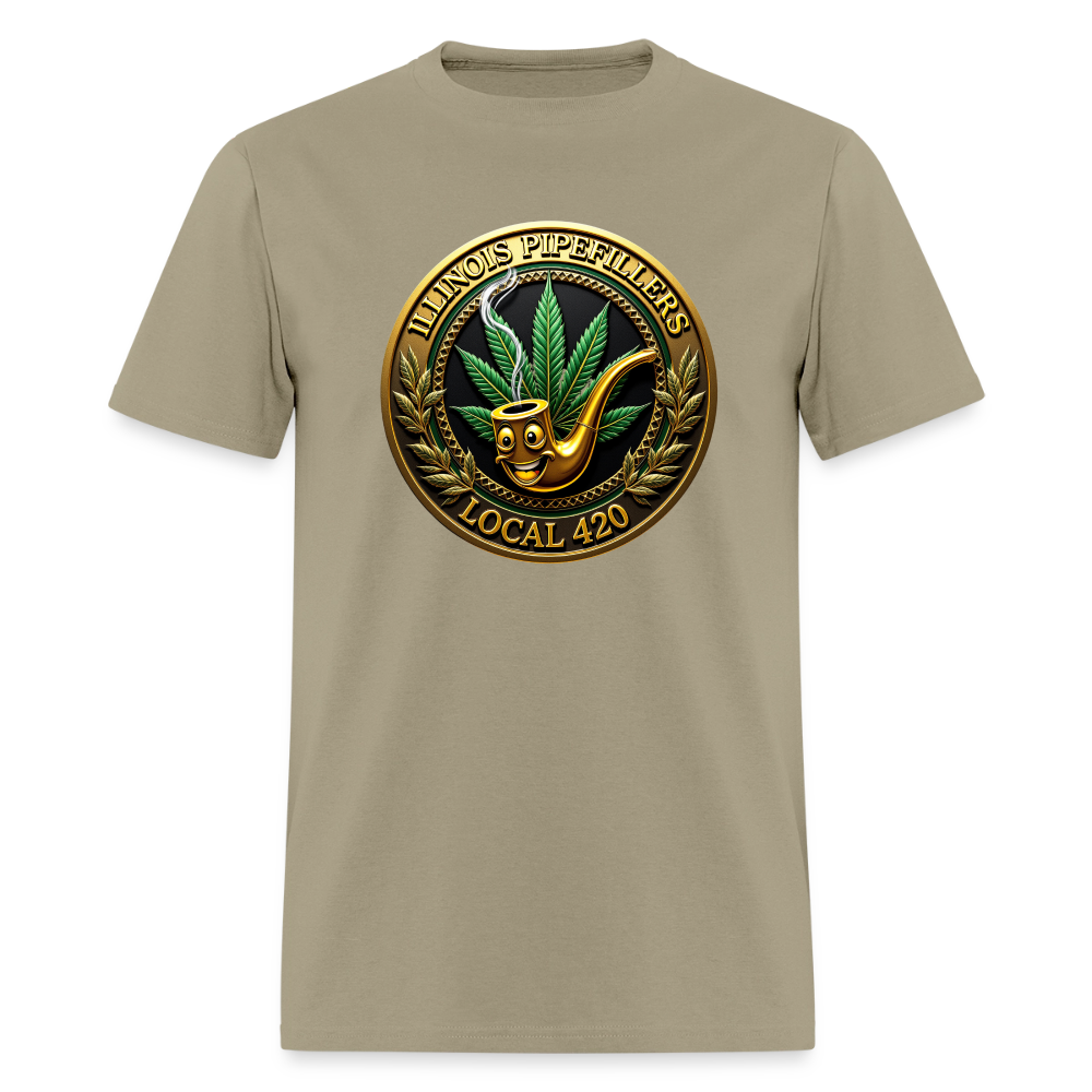 ILLINOIS PIPEFILLERS LOCAL 420 F/B DESIGN Men's T-Shirt - khaki