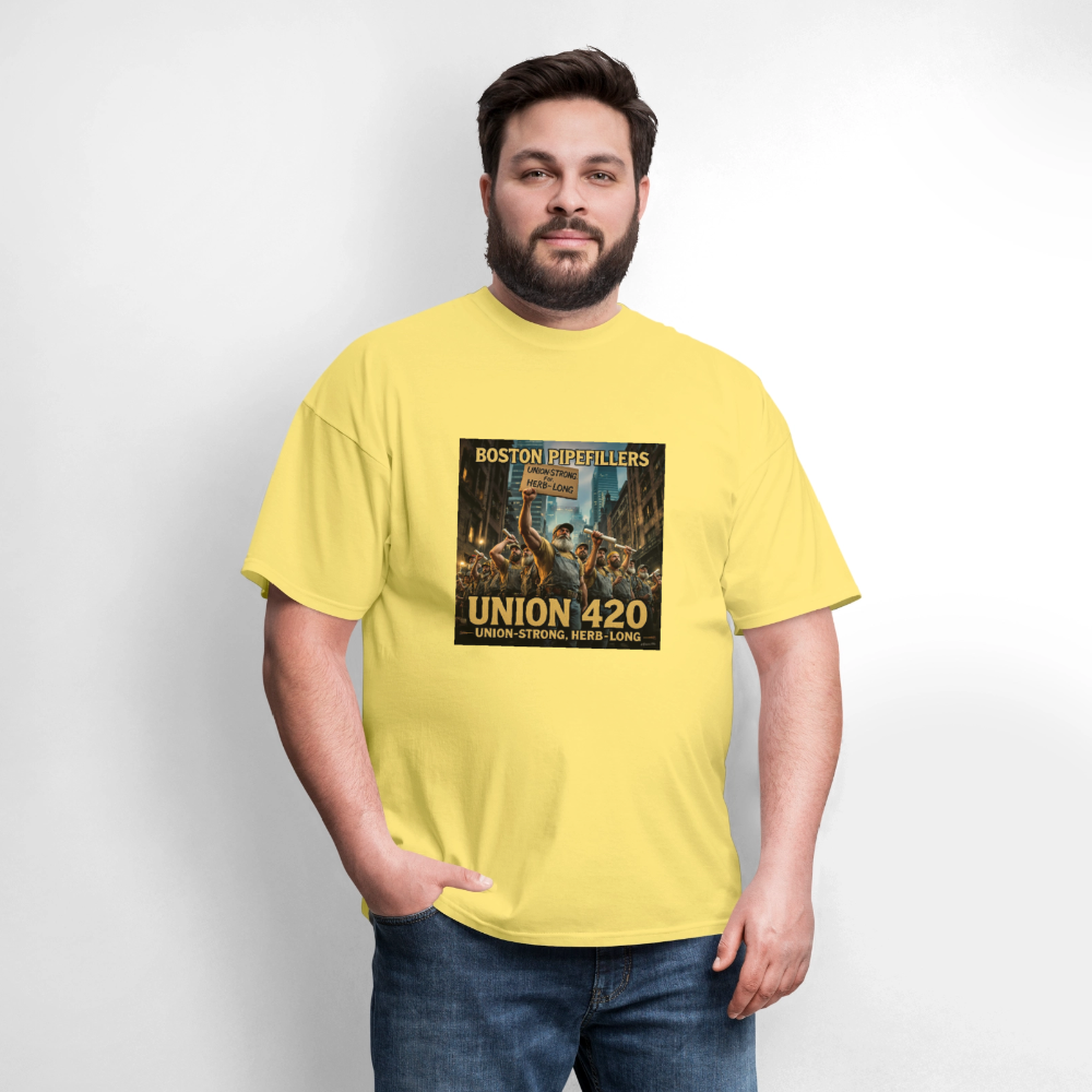 NEW ENGLAND PIPEFILLERS UNION 420 Men's T-Shirt - cornsilk