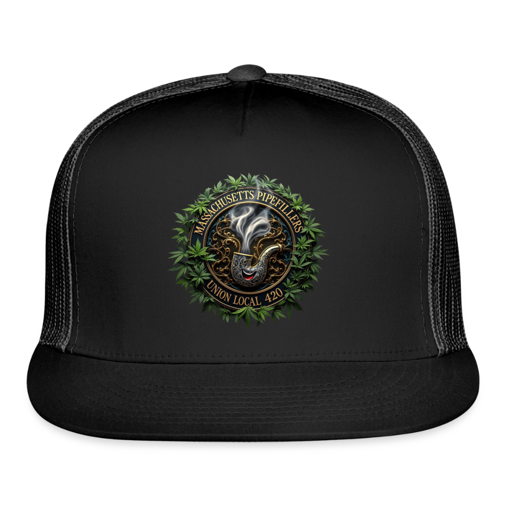 MASSACHUSETTS PIPEFILLERS UNION LOCAL 420 Trucker Hat - black/black