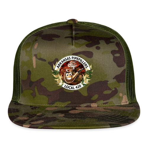 ARKANSAS  PIPEFILLERS LOCAL 420 CAMO Trucker Hat - MultiCam\green