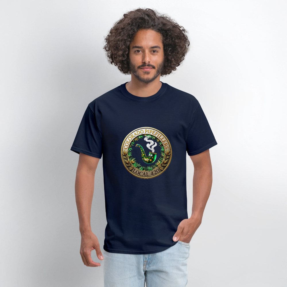 COLORADO PIPEFILLERS LOCAL 420 F/B EMBLEMS Men's T-Shirt - navy