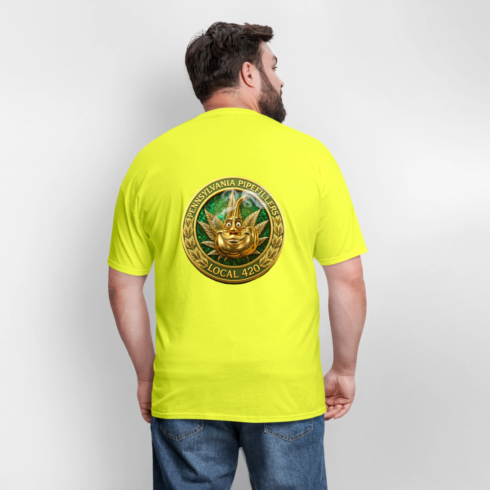 PENNSYLVANIA PIPEFILLERS LOCAL 420 F/B DESIGNS Men's T-Shirt - safety green