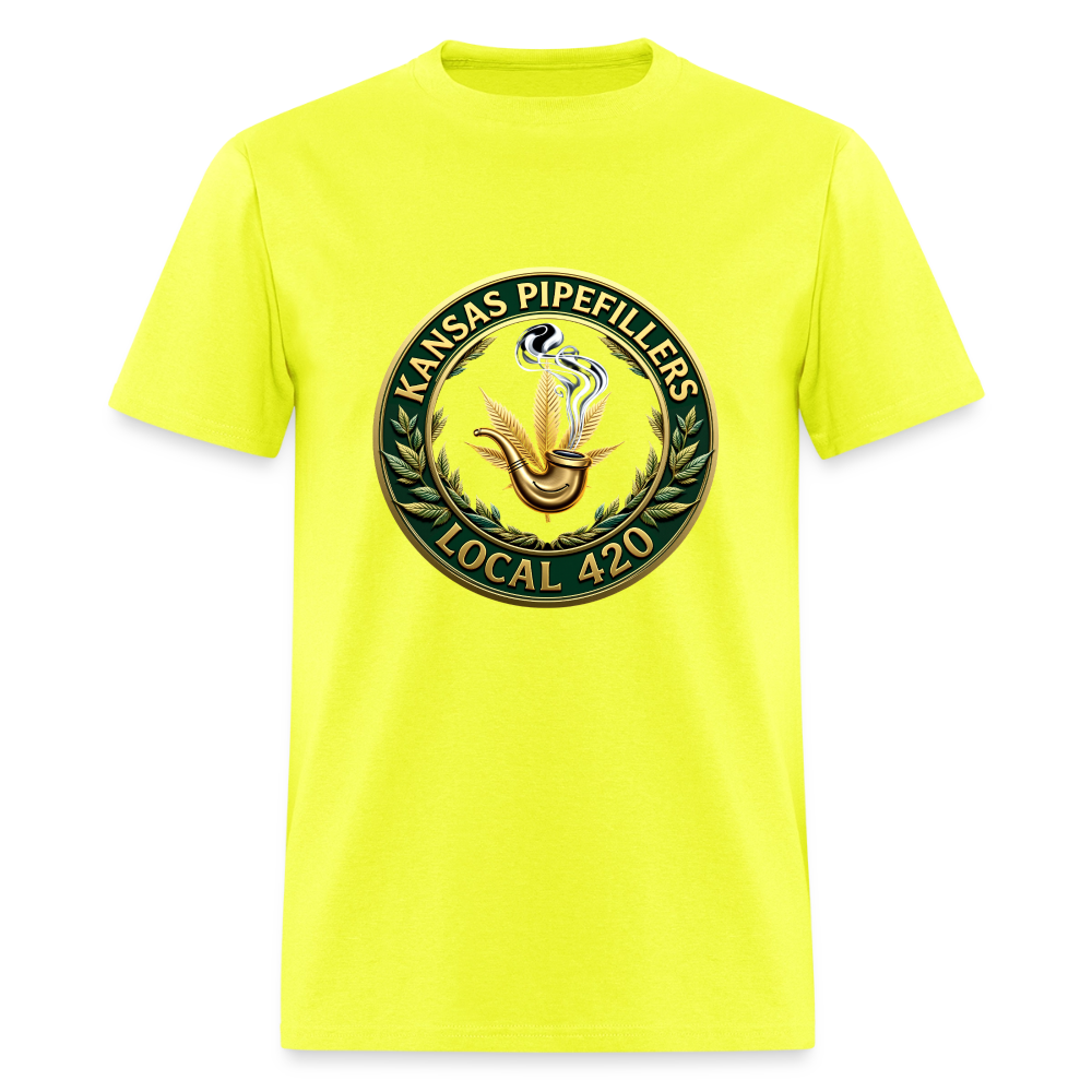 KANSAS PIPEFILLERS LOCAL 420 F/B DESIGNS Men's T-Shirt - safety green