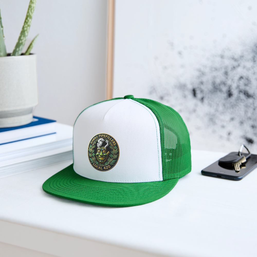 HAWAII PIPEFILLERS LOCAL 420 Trucker Hat - white/kelly green