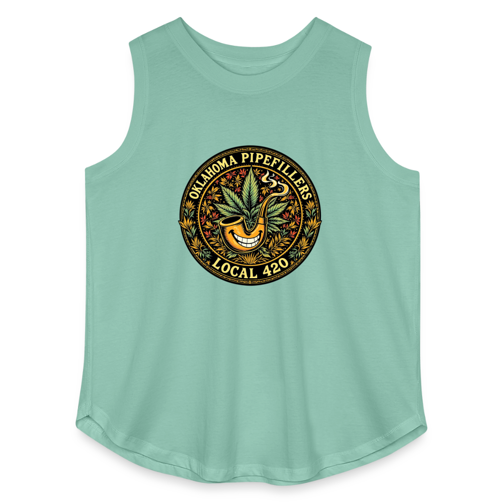 OKLAHOMA PIPEFILLERS LOCAL 420  F/B DESIGNS Women's Curvy Relaxed Tank Top - saltwater